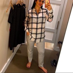 LOFT BLACK/ WHITE PLAID SHIRT